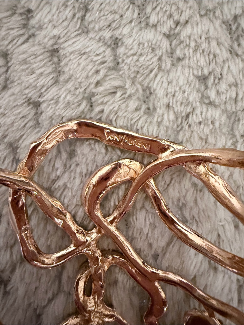 Saint Laurent Rose Gold Sculptural Belt Buckle